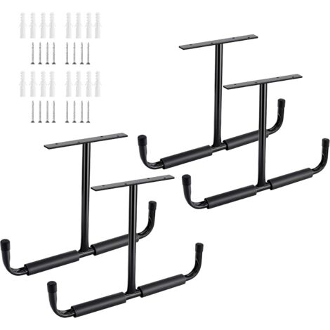 Garage Ceiling Storage Hooks Metal Wall Hooks Heavy Duty Utility Hooks for Ladder, Bike, Wood, Tools and Other Bulky Items (4 Pack, Black) (1/5)