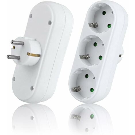 [JAMAIS UTILISÉ]2 Pièces Multiprise Murale,Bloc MultIPrise avec 3 Prises,(3500W/16A),Multiprise Prise,MultIPrise Electrique pour La Maison Le Bureau (1/4)