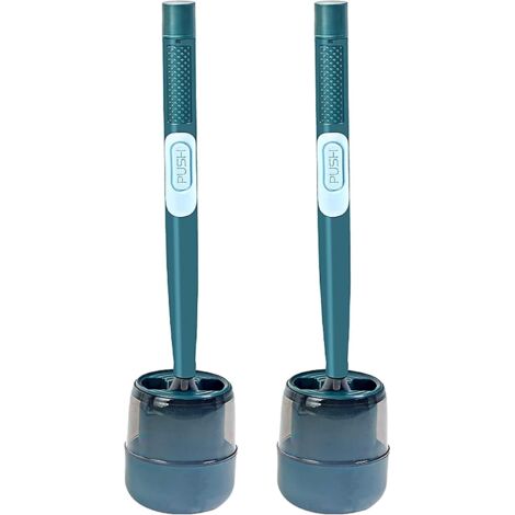 [JAMAIS UTILISÉ]Brosses de Toilette en Silicone, Brosse de Toilette, Brosse de Toilette et récipient (Lot de 2), avec Distributeur de Liquide, Montage Mural et Debout-Blanc (1/5)