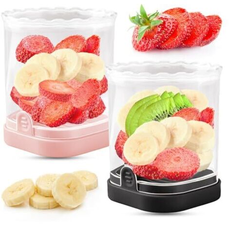 [JAMAIS UTILISÉ]Trancheuse de fruits  Trancheuse de fraises  Trancheuse de bananes  Coupe-raisin  Trancheuse à œufs  Coupe-fruits amovible avec plaque de poussée  Gadget de cuisine créatif (noir + ros