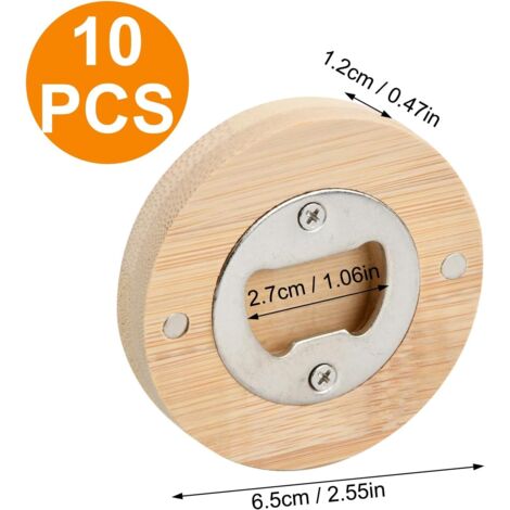 Lot De 20 Décapsuleurs En Bois Magnétiques - Ronds En Bambou - Acier Inox - Cadeau Personnalisable Homme - 13