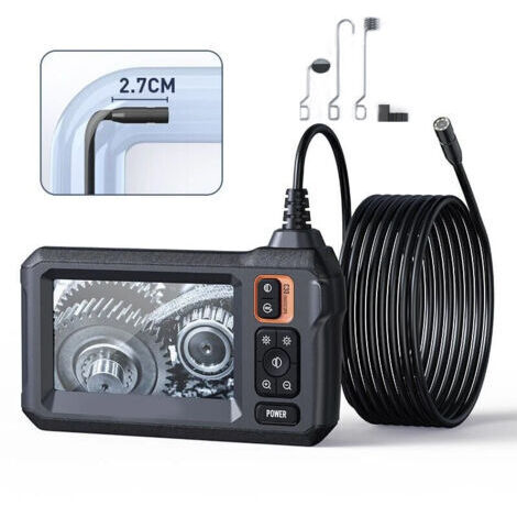 Caméra d'inspection endoscopique Industrielle, caméra d'égout endoscopique IPS 4,3", caméra Serpent étanche IP67 avec 8 lumières LED, câble Semi-Rigide de 5 m (1/4)