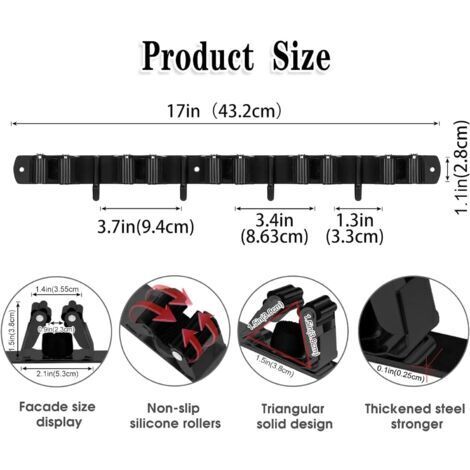 Porte Balai Mural 4 Pcs - Support De Vadrouille/Support Mural Pour Balai, Organisateur De Fournitures De Nettoyage Auto-Adhésif Robuste pour Porte Balai Mural 4 Pcs - Support De Vadrouille/Support Mural Pour Balai, Organisateur De Fournitures De Nettoyage Auto-Adhésif Robuste pour