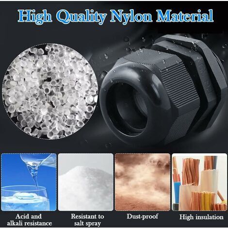 Lot De 40 Presse-étoupes étanches PG9 IP68 En Nylon Noir - Pour Câbles De 4 à 8mm, Idéal électricité
