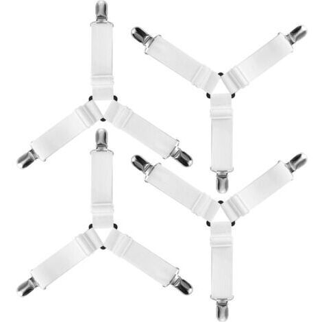 EULAPGOE Tendeur Drap Housse Réglable 6 Côtés - Sangles Élastiques 6 Bandes Pour Matelas Ronds, Carrés, Épais - Blanc
