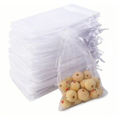 100Pcs Sacs Organza, 10 x 15 cm Pochette Organza Blanc, Sachets Pochettes Cadeau en Organza Sac à Bijoux, Sachet Bonbon, Sachets de Lavande, Marriage Sacs à Cordon (1/4)