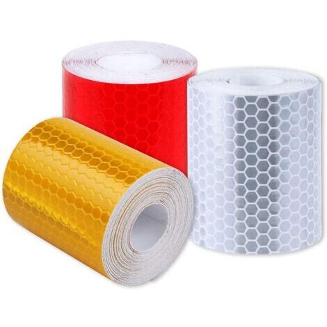 Reflective Tape 3PCS Wanxida Ruban Réfléchissant Ruban Adhésif de Réflecteur Sécurité Avertissement Visibilité Nuit avec Flèche Nid D'abeille 5cm x 3m (1/4)