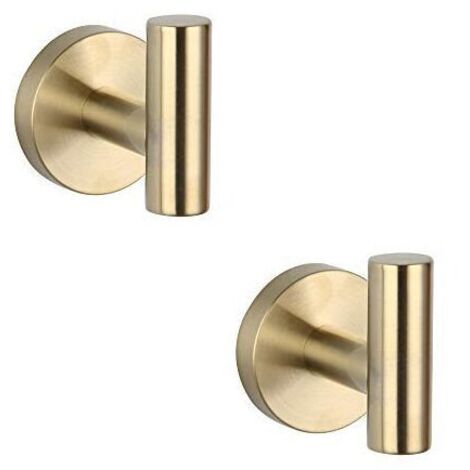 Lot de 2 patères en acier inoxydable SUS 304 doré brossé pour salle de bain (1/4)