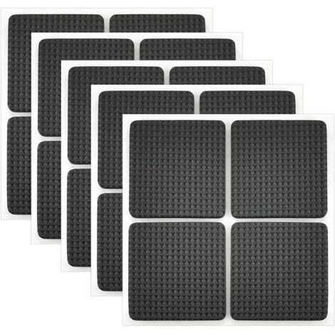 20Pcs Patin Antiderapant Caoutchouc Tampon Caoutchouc Adhesif Patin Feutre Adhésif Patin de Meubles Adhésif pour la Protection des Carreaux, Tables, Planchers de Bois 4.2 x 4.2cm (Noir) (1/4)