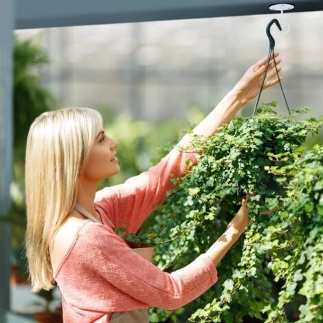 Lot De 2 Crochets De Plafond à Visser - Supports Muraux Robuste Pour Plantes, Lanternes, Paniers Et Décorations Jardin (Noir)