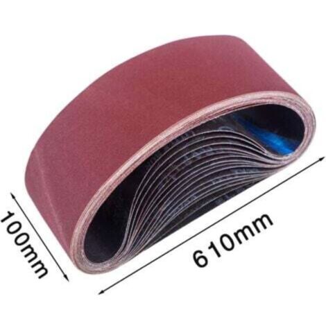 Bande Abrasive 100 x 610 mm(15 pièces), Bandes Abrasives Mixte (3x grains 80/120/150/240/400) pour Ponceuses à Bande,bande abrasive de ponceuse (1/4)