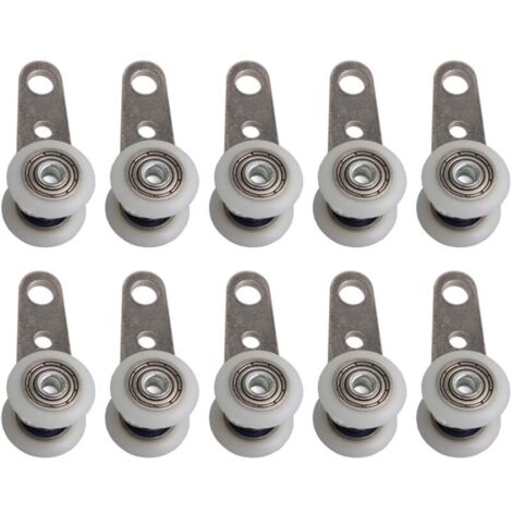 Lot de 10 roulettes pour baies vitrées ou portes coulissantes - en métal et en plastique - 4,5 x 1,9 cm