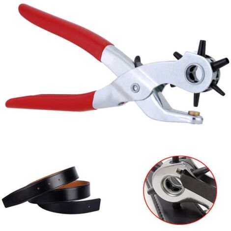 Trou de cuir Poinçon 2 mm, 2,5 mm 3 mm 3,5 mm 4 mm 4,5mm Ceinture Puncher Heavy Duty Tournant Pince Trou Punch Set pour les ceintures Bracelets de montre Sangles Colliers Pet Selles Chaussures Tissu (1/4)