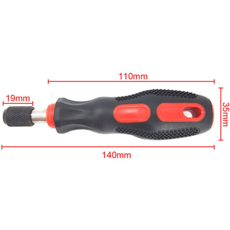 Porte-embouts magnétique 1/4" (6.35mm) - Manche court avec poignée confort TPR/PP - Pour tournevis et outils de précision (Rouge) (1/4)
