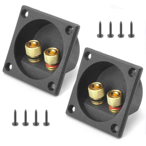 Lot de 2 Borne de Haut-Parleur 2 Voies Stéréo Borne à Ressort carré Connecteur coupelle Acoustique Composants Caisson de Basses Fiches de raccordement Haut-Parleur Panneau arrière (1/5)