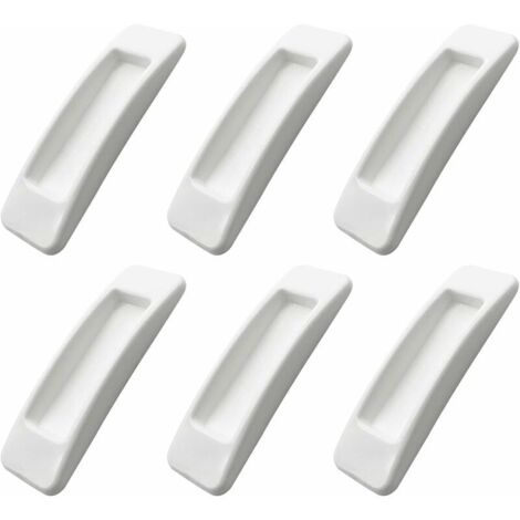 poignées auto-adhésives pour porte coulissante avec rubans adhésifs double face pour armoires, fenêtres, réfrigérateurs, tiroirs, portes en verre (blanc 6pcs) (1/4)