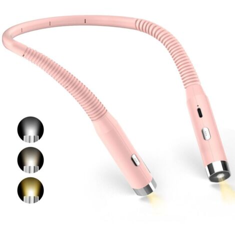 Lampe de Lecture de Cou, Lampe lecture Rechargeable au lit, Liseuse LED USB pour Voyager, Camping(Rose) (1/4)