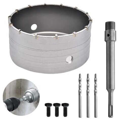 [JAMAIS UTILISÉ] Scie à Cloche 160mm Bi-Metal pour Carrelage Beton, Scies Cloches Carotteuse Trépan Beton, avec Adaptateur SDS Plus 220 mm et 3 Foret de Centrage 110 mm, Scie Cloche Beton (1/4)