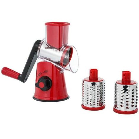 Rape Carotte MMRTDJDR Râpe Rotative à Manivelle Coupe-légumes Manuel Avec 3 Lames De Tambour, Idéal Pour Le Fromage, Les Pommes De Terre Et Les Carottes - Rouge Rappeur Legumes