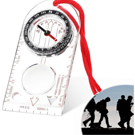 Boussole De Navigation Transparente – Échelle 1:25000, Loupe Intégrée, Lumineuse, Sangle Nylon, 116x56 Mm – Orientation, Randonnée, Camping