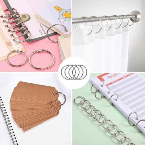 100 Pièces Anneaux De Reliure Métalliques 25Mm | Anneaux Articulés Argent Pour Classeur, Livre, Scrapbooking Et Album | Porte-Clés, Cahier, Bloc-Note Et Projets De Bricolage
