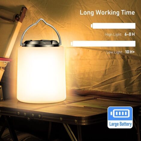 Lampe De Camping Solaire LED – 6 Modes, Extensible 90°, 4 LED, 2000 MAh, Charge USB-C Et Solaire