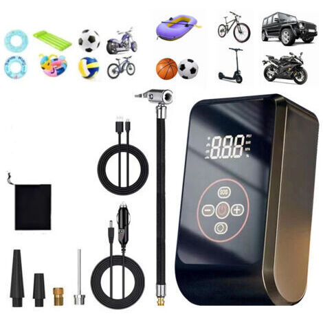 [JAMAIS UTILISÉ] Gonfleur Pneus Voiture 150 PSI, 4000 mAh Compresseur à Air Portatif, Pompe a Velo Electrique Rechargeable USB-C avec Lumière LED numérique pour Voiture, Moto, Ballons de Vélo (1/4)