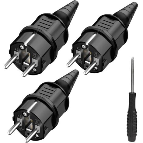 [JAMAIS UTILISÉ] 3x prise de courant mâle, prise secteur, résistant aux éclaboussures, Durable pour câble de 6 à 16mm, Contact de mise à la terre SEBS, IP44 (1/4)