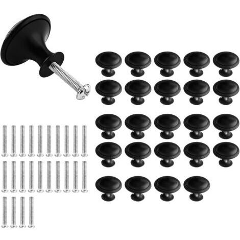 [JAMAIS UTILISÉ] 24 Pièces Noir Tiroir de Porte Poignée,Boutons de Porte Rond Boutons,Noir Mat Tiroir de Porte Poignée,30mm Bouton de Meubles s'appliquent à Poignées de Meuble pour Placard Armoire Cui (1/4)