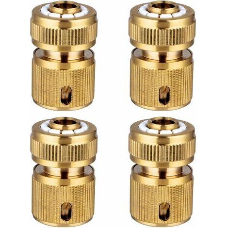 [JAMAIS UTILISÉ] 4 Pièce Raccords Rapide Tuyau d'arrosage en Laiton, Rapide Raccord Connecteurs pour Tuyau d’arrosage dans Le Jardin 1/2" Quick Connectors (1/4)
