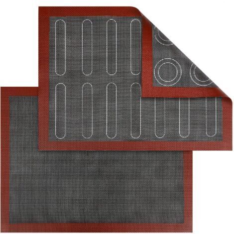 [JAMAIS UTILISÉ] Lot de 2 tapis de four micro-perforés en silicone, à double face, antiadhésifs, résistants à la chaleur et réutilisables pour macarons, soufflés, pizza (40 x 30 cm) (1/4)