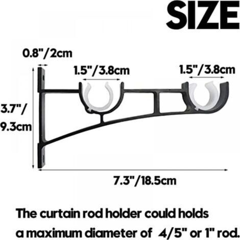 2 Supports De Tringle à Rideaux Auto-adhésifs - Sans Perçage - Porte Jusqu'à 13 Kg - Pour Salle De Bain, Verre, Carrelage - 8