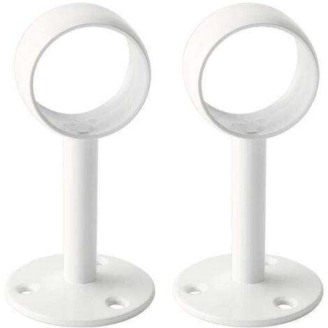 Support Tringle Rideaux Plafond Fixation Rideau, Support Tringle Penderie avec Vis pour Rideau et Armoire, Blanc Brillant en Acier Inoxydable, Diamètre 32 mm, 2 Pcs