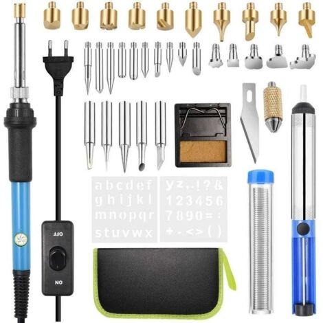 Graveur et outil de prcision,Kit de Pyrogravure 54 pcs Pyrogravure sur Bois 60W Temprature Rglable de 200 450 C - Pour bois, cuir, sculpture, pyrogravure sur bois, bricolage (1/4)
