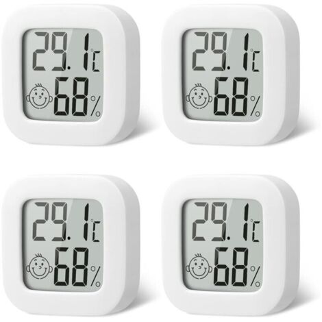 4 Pack Thermometre Interieur Mini Thermomtre Hygrometre Haute Prcision Temprature Hygromtre Moniteur avec Air icne Confortable pour Cuisine Chambre de Bb Serre Entrept Bureau (1/4)