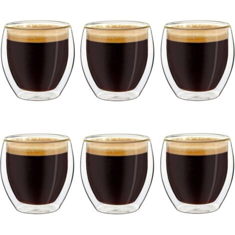 Verres à expresso à double paroi, lot de 6 100 ml, tasses à moka, verres thermiques à effet flottant (1/4)