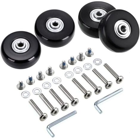 4Pcs 50x18mm Bagages Valise Roues De Rechange, Roulettes Pivotantes En Caoutchouc Roulettes Roulements Kits De Rparation,Noir (1/4)