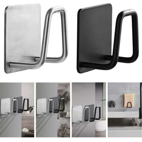 Organisateur évier Support d\'éponges de cuisine éponges d\'évier auto-adhésives égouttoir de séchage 304 support de rangement en acier inoxydable accessoires d\'évier de cuisine (1/4)