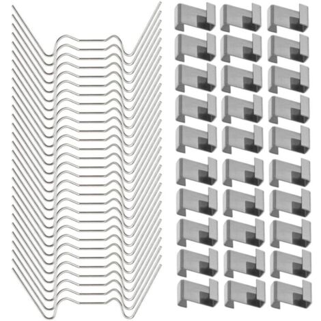 120 Pcs Clips de fixation pour vitre de verre à effet de serre en acier inoxydable (avec 60 clips de fil W pour vitrage en serre et 60 clips de chevauchement en Z pour vitrage de serre)- (1/4)