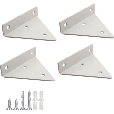 4 Pices Supports Tablettes Flottantes Support D\'tagre en Triangle en Mtal Flottant Equerre Etagere Mural Dissimuls Avec vis pour Dco Salon, Chambre, Salle de Bain - Blanc (1/4)