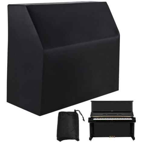Housse de protection pour piano vertical, couverture complète anti-poussière, imperméable, revêtement argenté, tissu Oxford noir, bloque la lumière du soleil, l'humidité, la poussière (1/4)