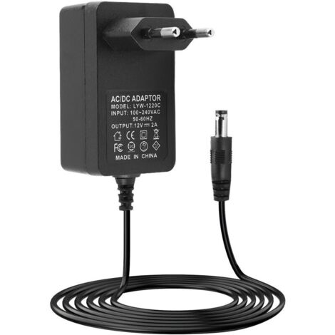 Adaptateur Secteur 12V 2A 24W Universel, Transformateur AC DC 12V 24W pour Haut-Parleurs, Bandes LED, Routeurs, Caméras CCTV et Autres Appareils Électroniques, Alimentation 12V 2A 5.5mm x 2.5mm