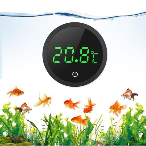 Thermomètre d'aquarium numérique LCD haute précision (0,1 °C) avec boutons tactiles et pile remplaçable – Noir (1/4)