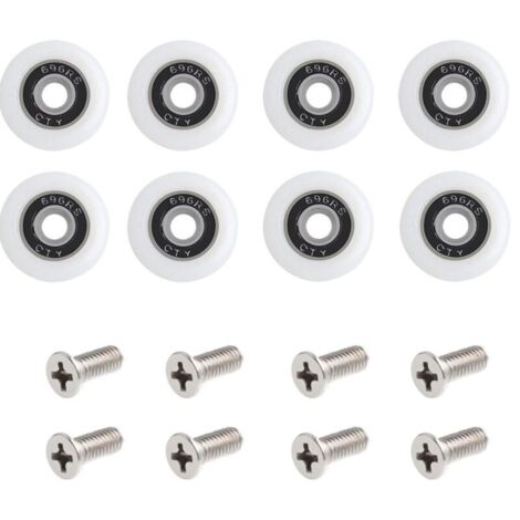 Lot de 8 roulettes pour porte de douche Avec Des Vis, 23 mm de diamètre roulettes de rechange pour porte de douche coulissante Pour cabine de douche
