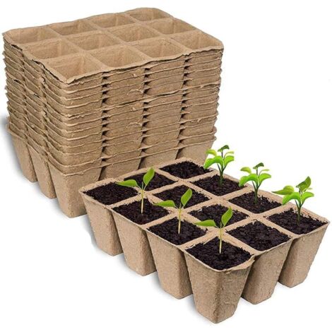 Plateau de germination de 10 pièces, plateau de germination de 12 alvéoles pour la culture du blé (avec 10 plateaux et couvercles) (1/4)