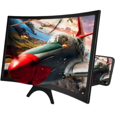 12" Loupe Ecran Smartphone, Amplificateur 3D HD Grossissant avec Conception de Surface Incurvée Films Vidéos Amplificateur Loupe D'écran de Stand Téléphone Pliable pour Tous Smartphones (1/4)