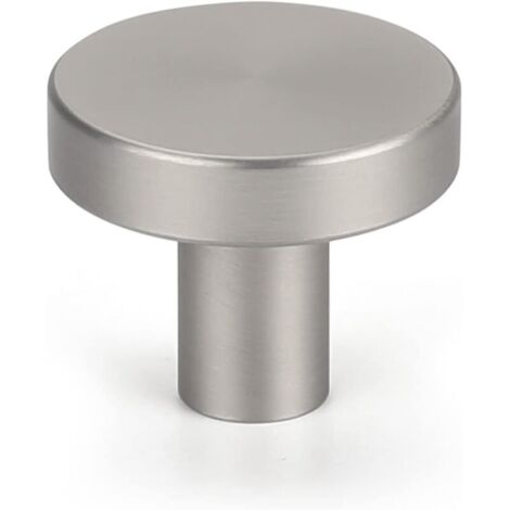 Lot de 4 boutons de meuble ronds en acier inoxydable brossé avec un trou (1/4)