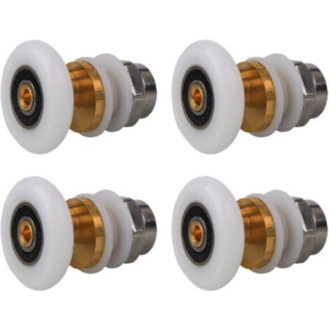 Roulettes Porte de Douche 20mm, Roulette Porte Coulissante Douche en Laiton 4 Pièces pour Rouleau pour Remplacement de Douche Coulissante Verre Porte Coureurs Rouleaux (20MM) (1/4)