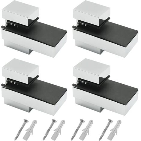 Support etagere, 4 Pièces Support etagere verre, Support etagere murale, avec vis, Supports réglables pour étagères en verre en alliage de zinc, épaisseur fixable 3-15mm, pour verre et bois (1/4)