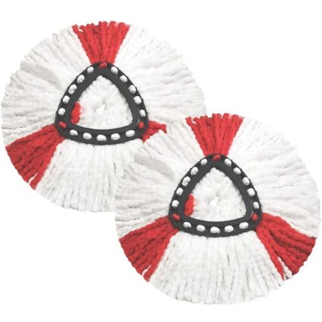 Lot de 2 têtes de vadrouille compatibles avec la tête de rechange Vileda 2 en 1 Turbo Mop, microfibre, rouge, blanc. (1/4)